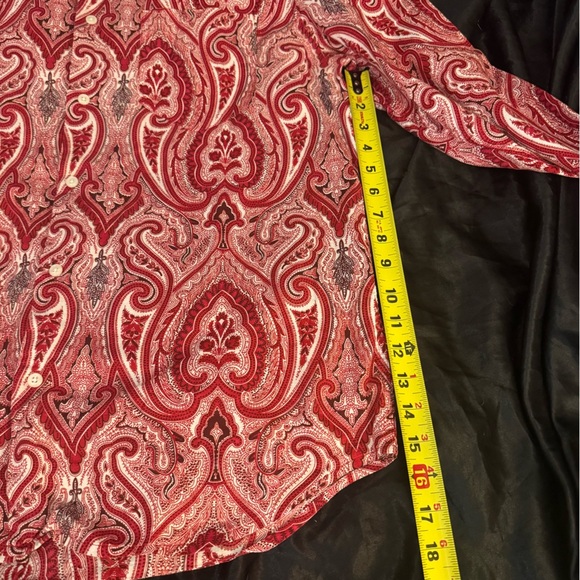 Express Men’s Long Sleeve Button-Down Shirt – Red Paisley Print – Size‎ Large - Picture 9 of 10